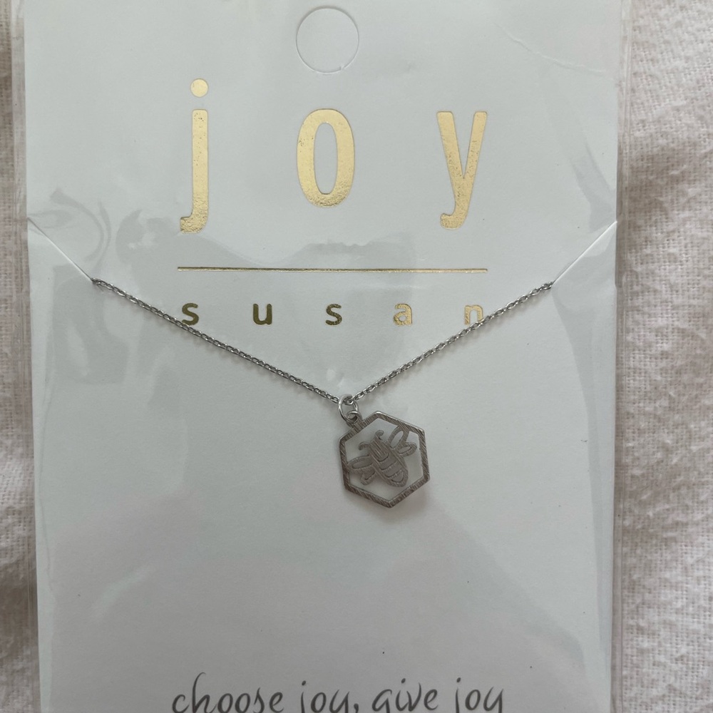 Joy Susan Silver Hexagon Bee Pendant Necklace